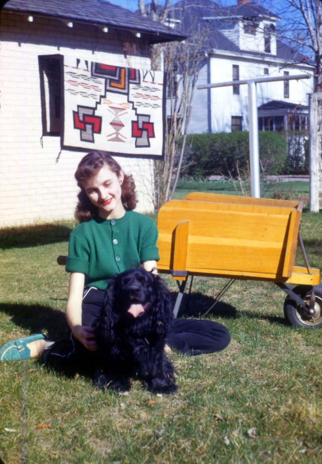 Girl with dog friend