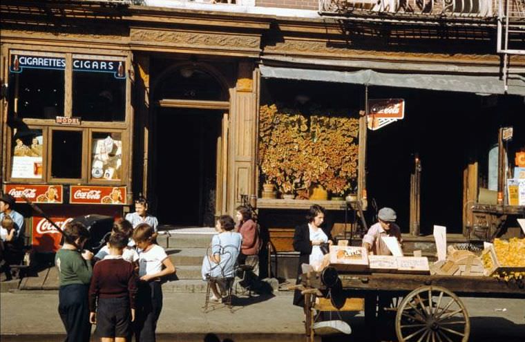 Stores near corner of Broome St. and Baruch Place, Lower East Side, New York City, 1941