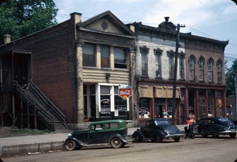 Main St. of old town Shawneetown, Illinois, 1949