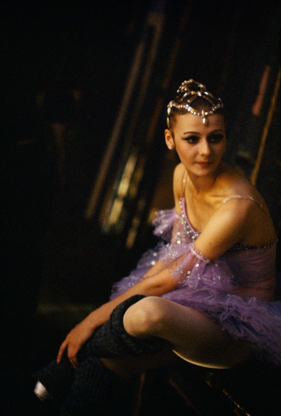 Costumed dancer preparing for an international ballet competition in Moscow, 1978
