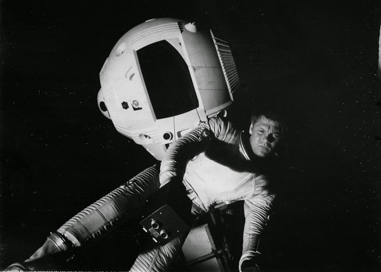 Dr. Frank Poole outside the spacecraft, 2001: A Space Odyssey, 1968