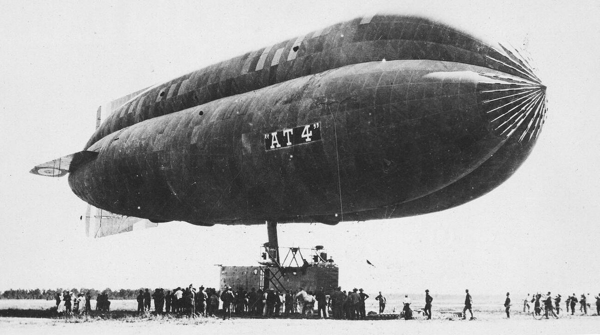 American dirigible manned by Americans in France, 1918