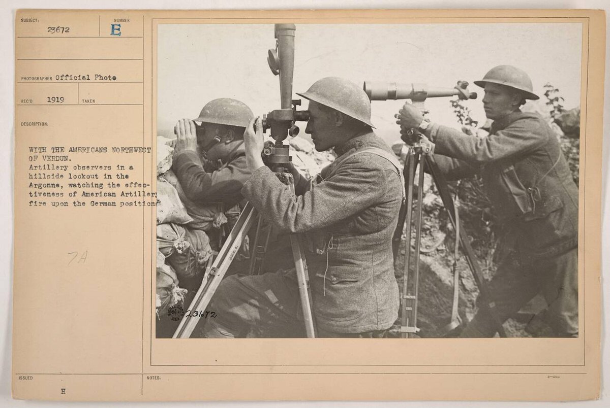 Artillery observers northwest of Verdun in the Argonne region, 1919