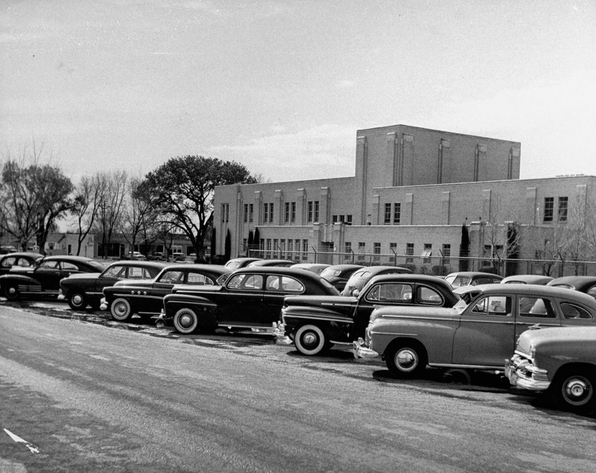 Student parking lot at Carlsbad High School, 1954