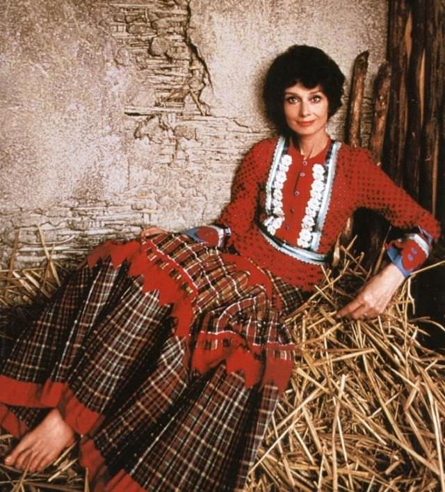 Audrey Hepburn wearing Valentino in Italy for Italian and French Vogue, 1975