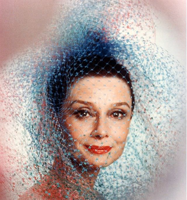 Audrey Hepburn at Maison Givenchy for a fashion editorial and the publicity of Bloodline in Paris, 1979