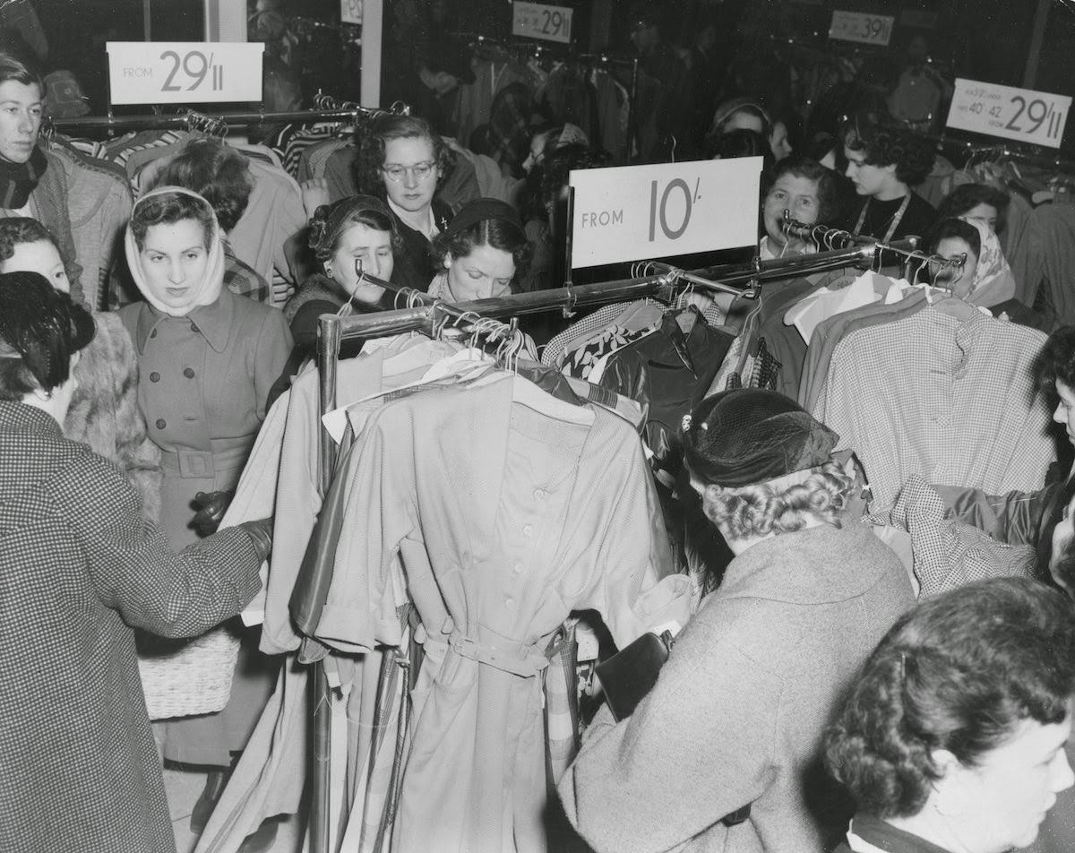 Sale at the C&A store in Marble Arch, London, 1955