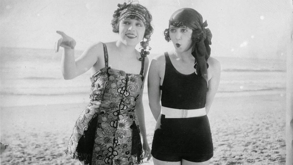 Bathing beauties on the beach, 1929