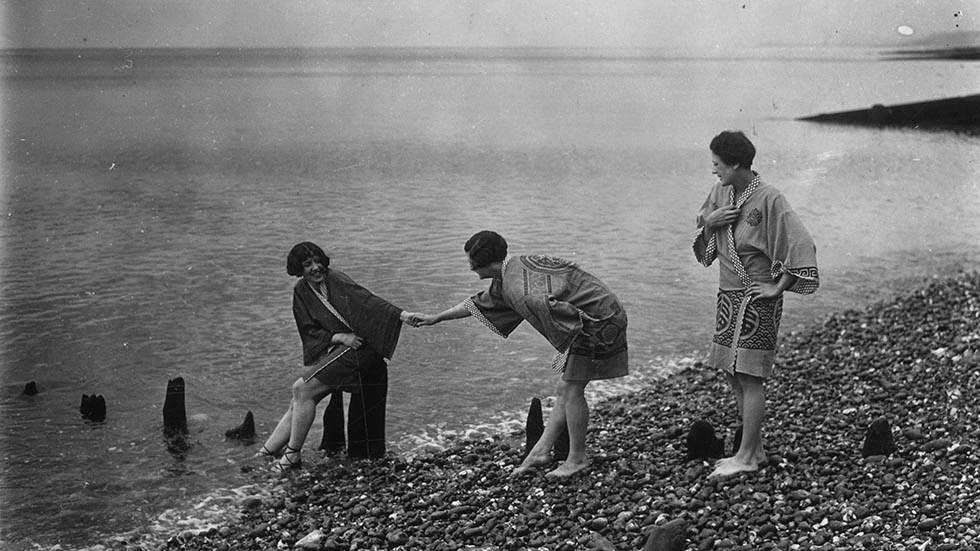 Yum Yum beach fashion at Rottingdean on the south coast of England, 1927