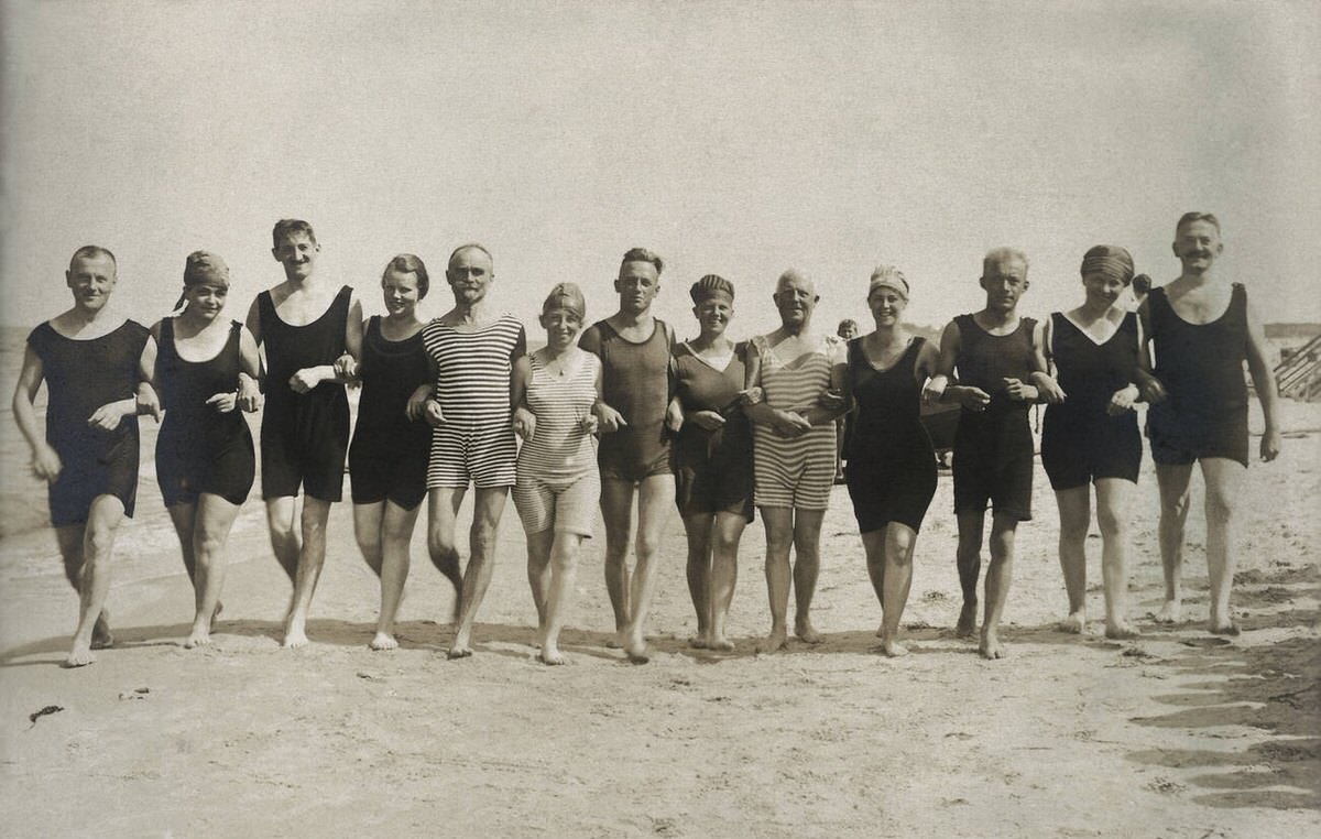 Group of people on the beach, 1920