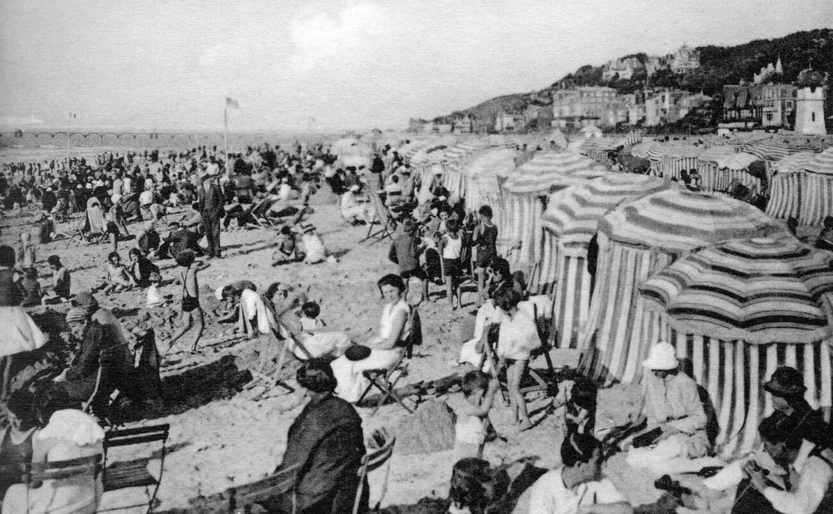 Beach in Trouville, France, 1920s