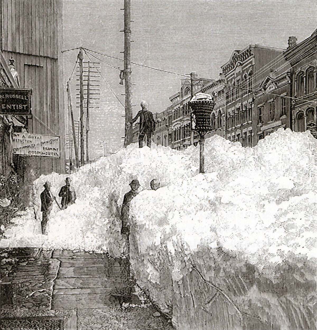 Bank Street after the Blizzard in Waterbury, 1888