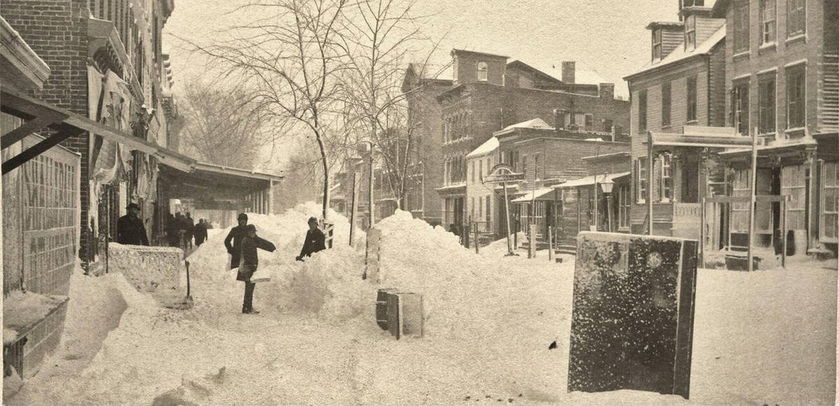 Smith Street in Perth Amboy, New Jersey after the blizzard of 1888.