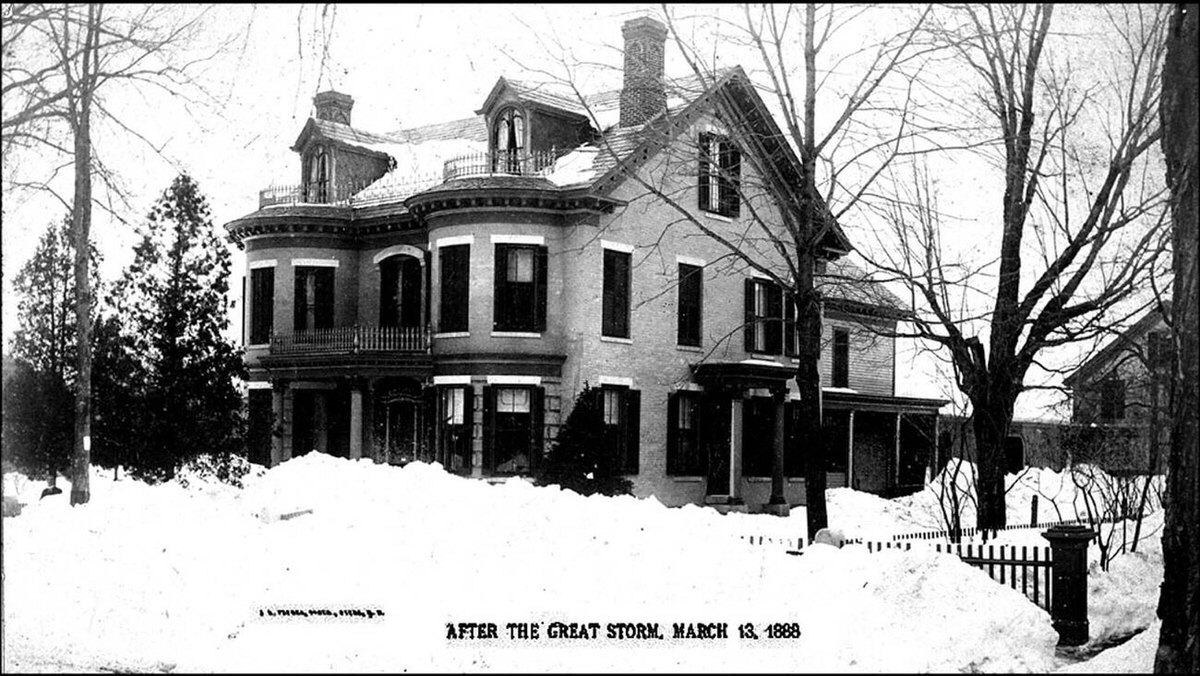 Residence of George H. Richards in Keene, New Hampshire during the blizzard of 1888.
