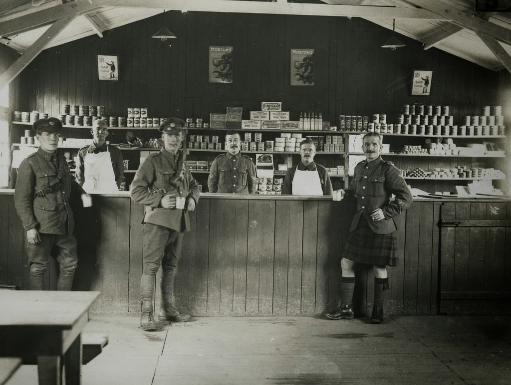 The Canteen at the Nth British Corps School where American officers are being trained, 1914.