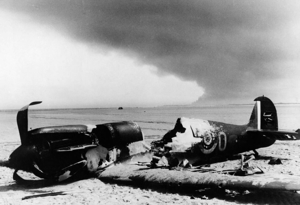 Fallen British Spitfire in the Dunkirk region, 1940