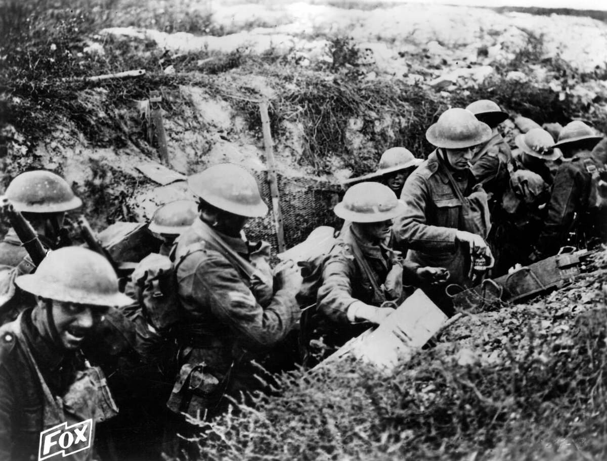 British soldiers in a trench during the Battle of the Somme, 1916