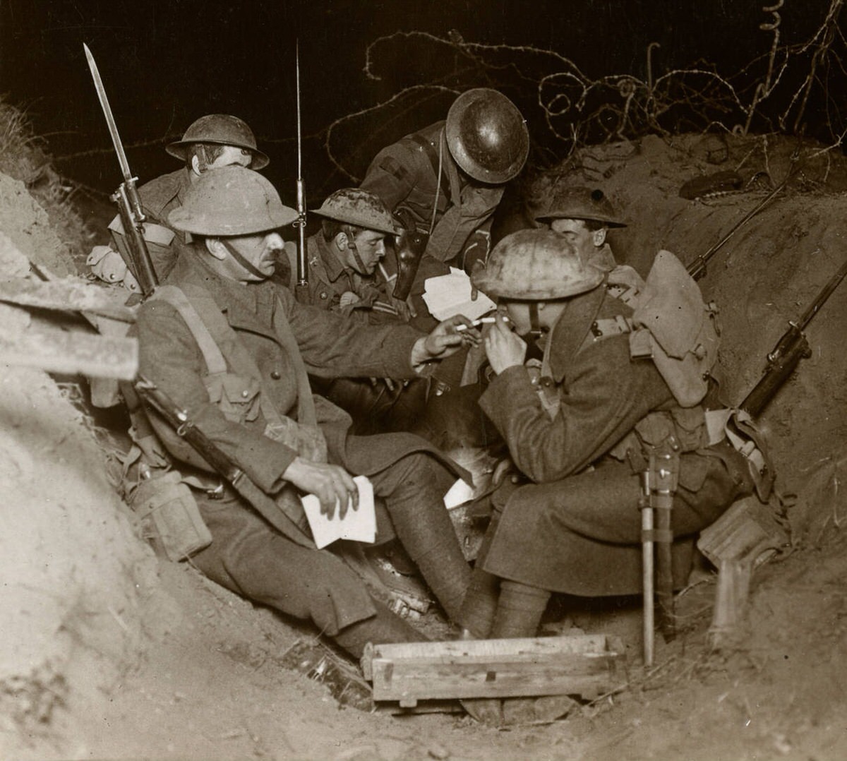 Evening in the reserve trenches at Beaumont-Hamel, France, 1914