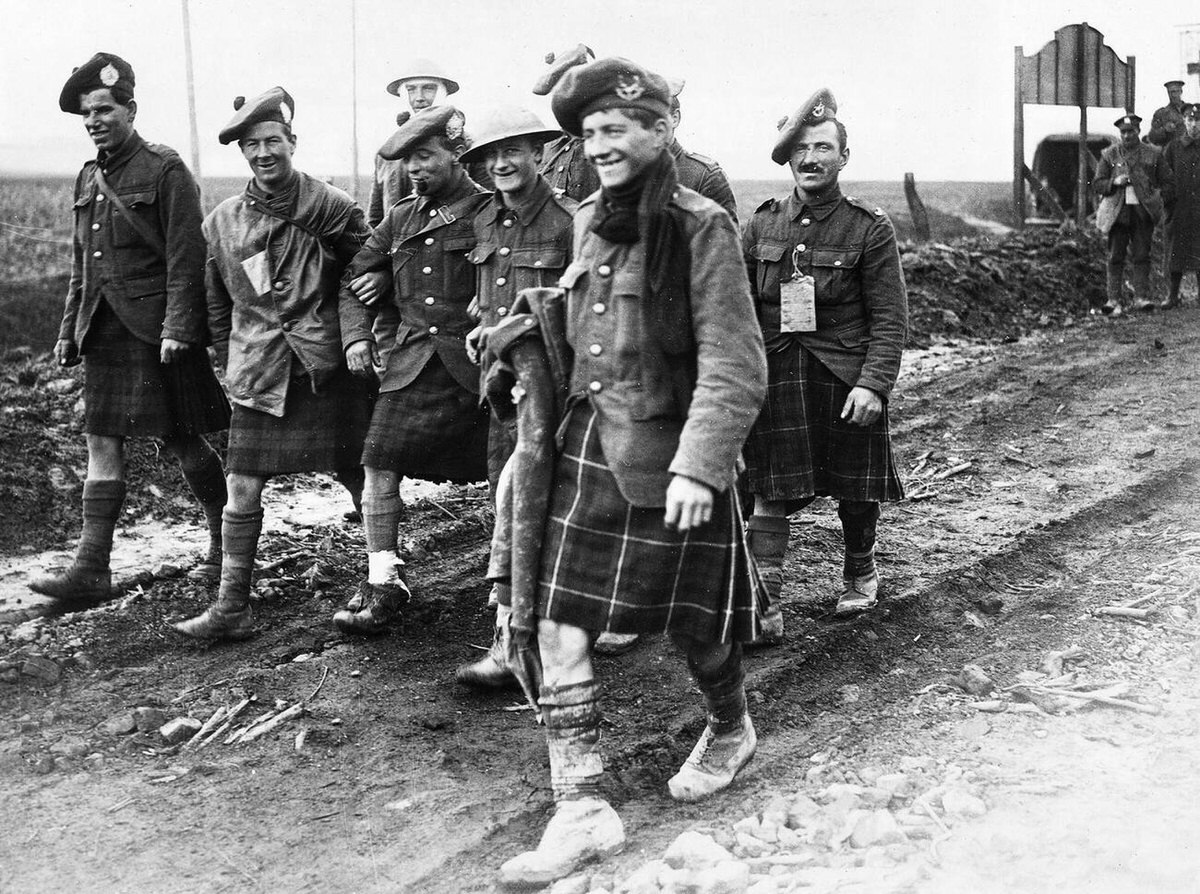 Wounded soldiers after stopping the German rush, 1914
