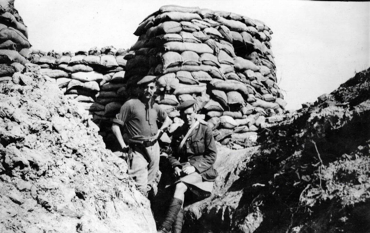 Front line trench on the French front occupied by British forces, 1915