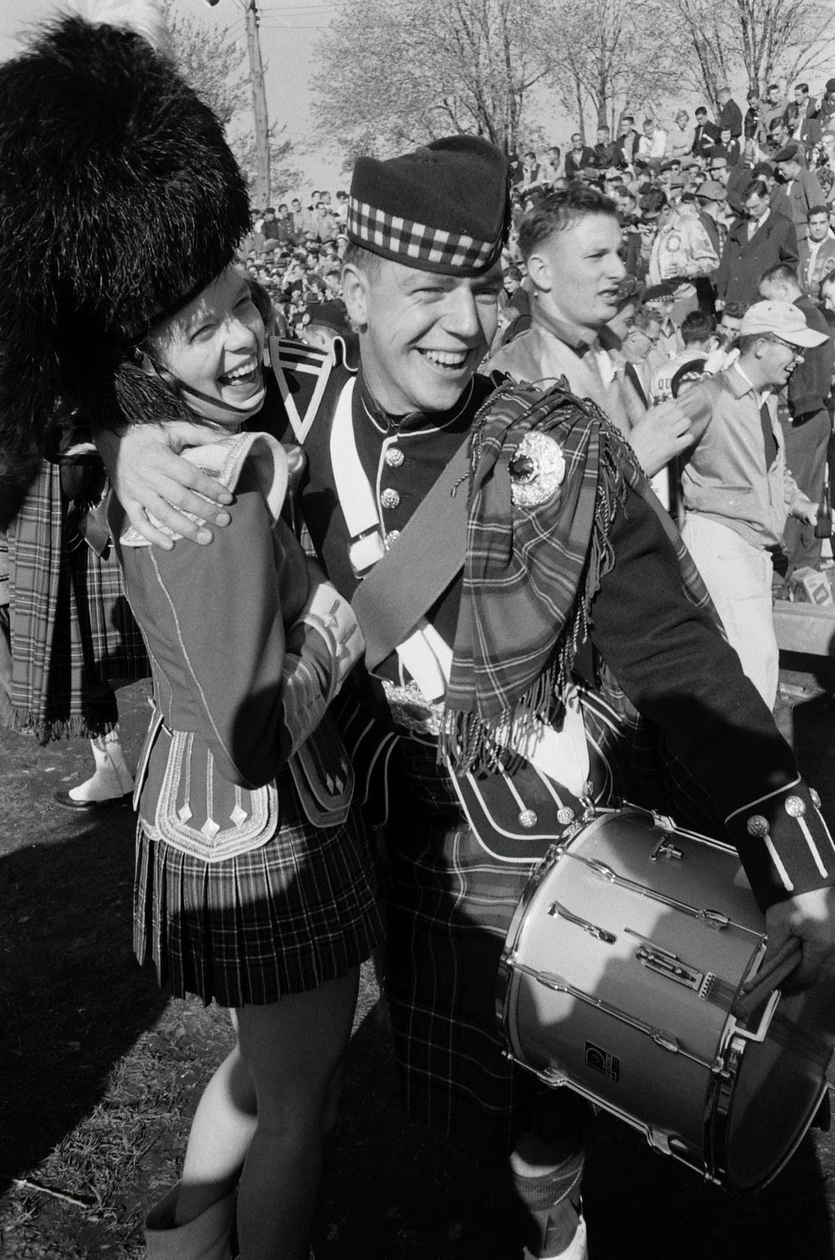 Band members at Canadian college football game, 1954.