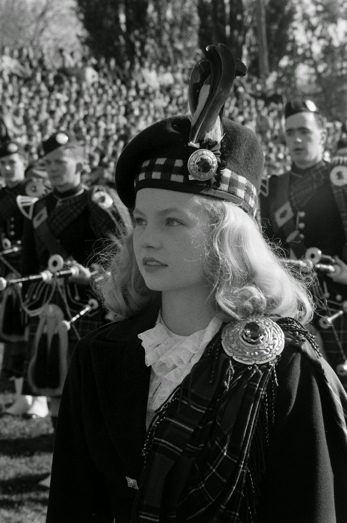 Band members at Canadian college football game, 1954.