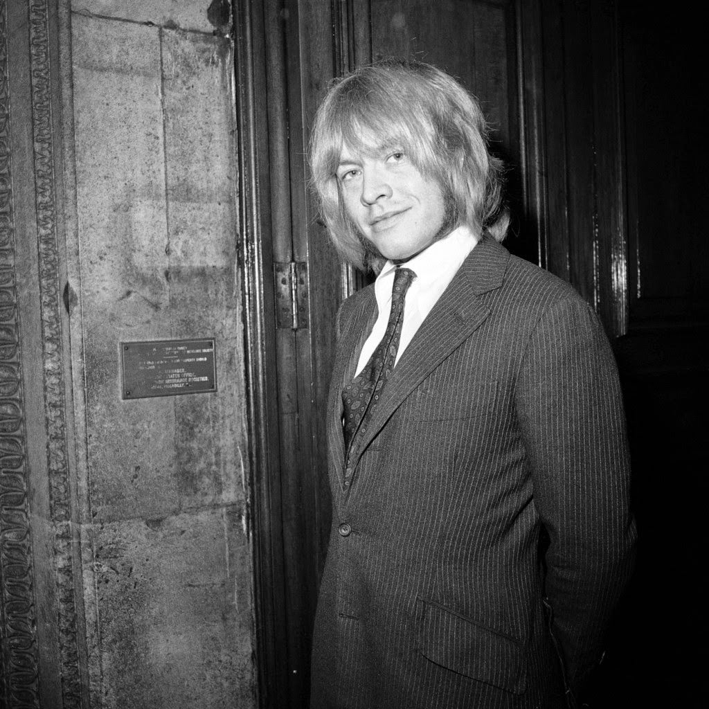 Brian Jones, a member of The Rolling Stones pop group before appearing at the Inner Sessions House Crown Court in London, England on Sept. 26, 1968. He is charged with having possessing an unknown quantity of the Cannabis drug at his flat in London, without lawful authority.