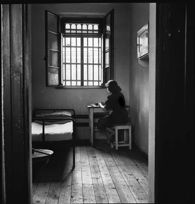 Young prostitute in her cell at a prison for juvenile delinquents in Vienna, 1948