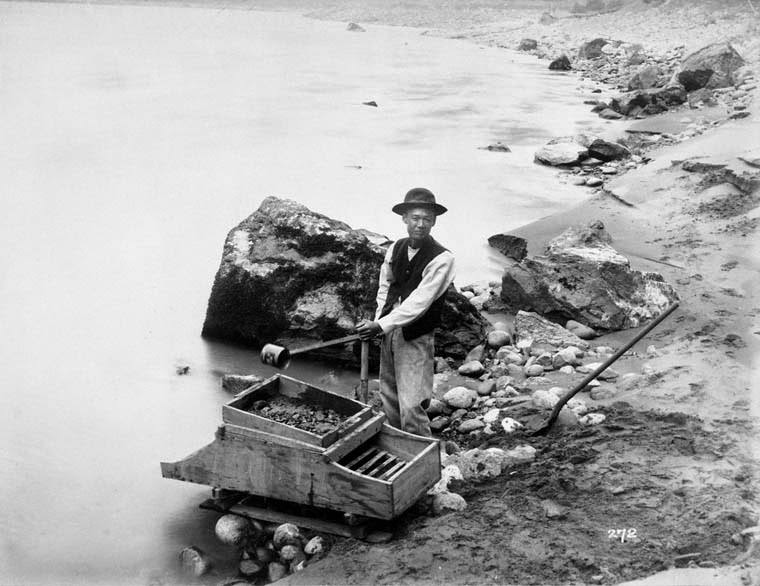 Chinese man washing gold, 1875.