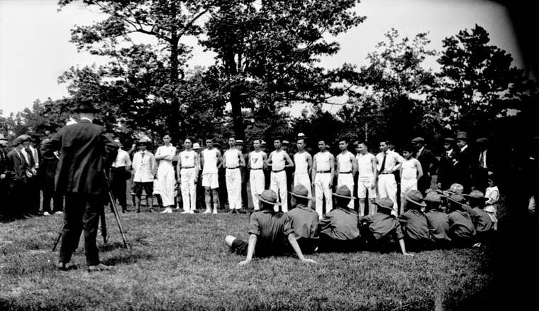 Chinese Physical Training and Boy Scout groups in High Park, Toronto, 1919.