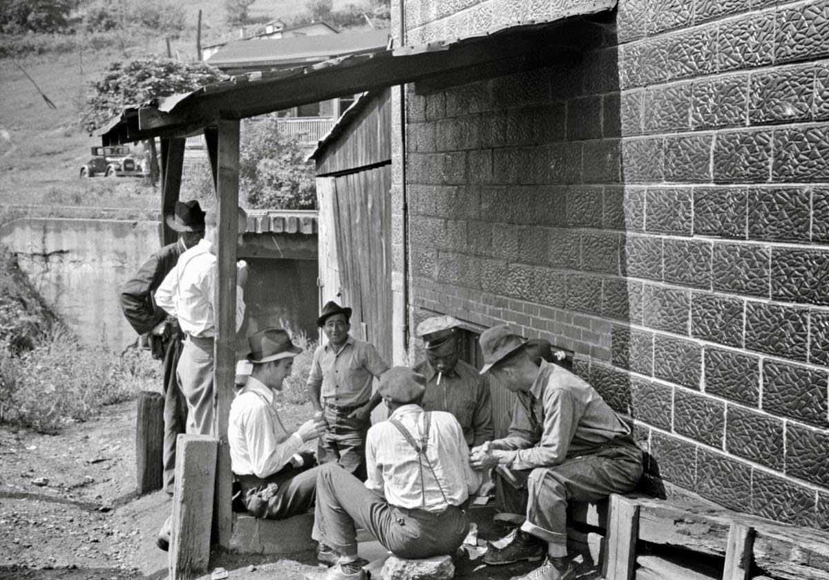 Card gambling in center of town