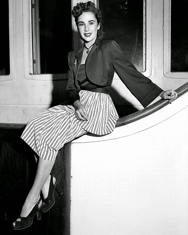 Elizabeth Taylor returning to England on the Queen Mary in 1947.