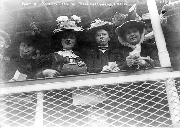 Part of the boatload of 1,000 marriageable girls on the Baltic, 1907