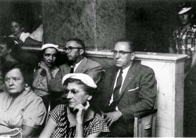 Judge Gooding and committee members watching Elvis Presley's show, 1956