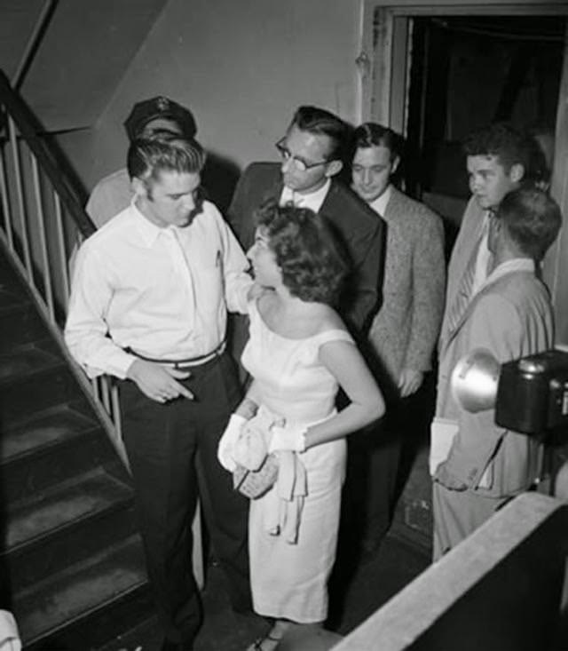 Elvis Presley and contest winner Andrea June Stephens in Jacksonville, 1956