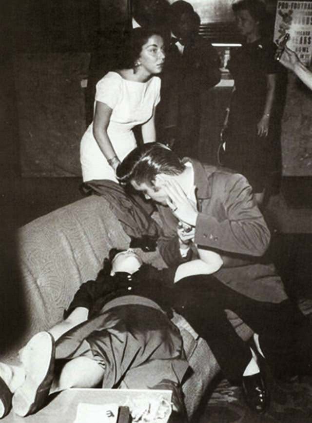 Elvis Presley and contest winner Andrea June Stephens in Jacksonville, 1956