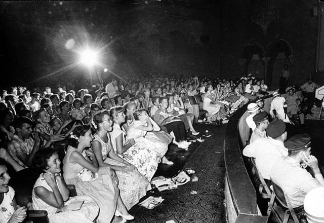 Teenage fans during Elvis Presley's appearance at the Florida Theatre, 1956