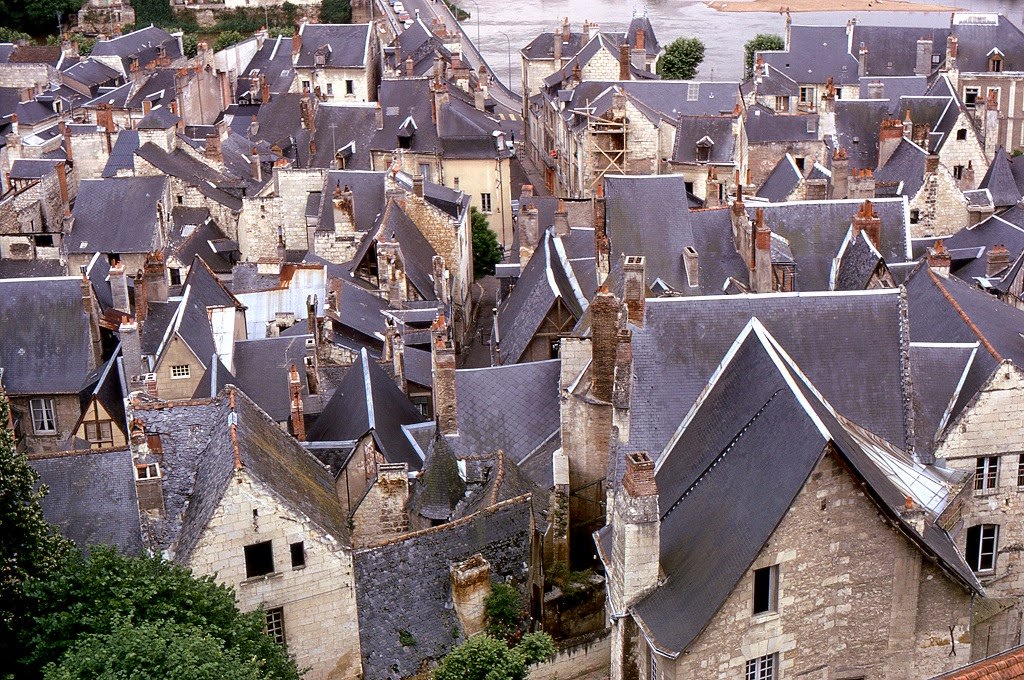 Chinon village as seen from the castle, Loire Valley, France