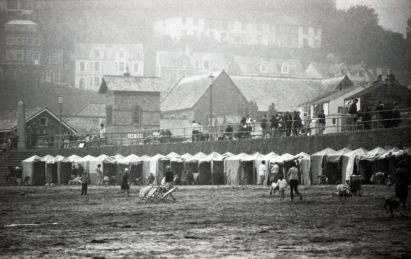 Looe beach in the fog, 1968