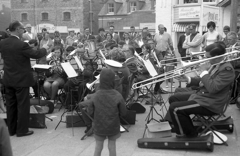Lostwithiel Silver Band playing in Looe, 1968