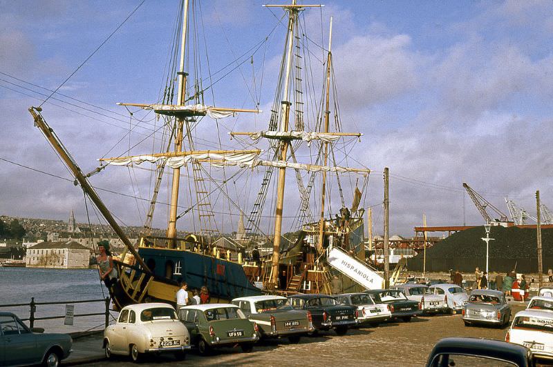 The Hispaniola from the top of the Mayflower steps in Plymouth, 1968