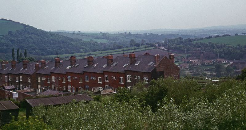 Miners' row of terraced houses in Unstone, North Derbyshire, 1968