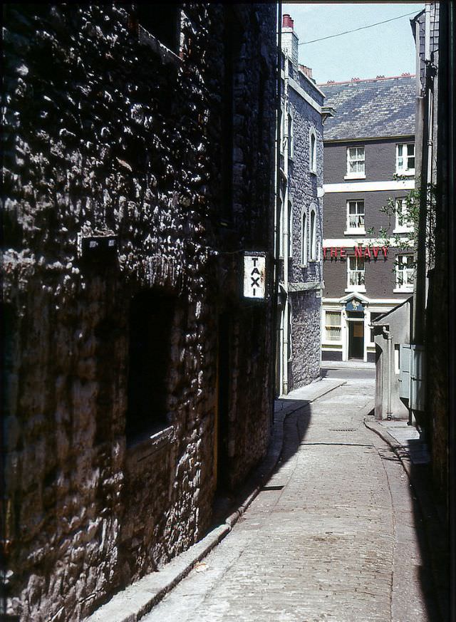 The Navy down the Barbican in Plymouth, 1968