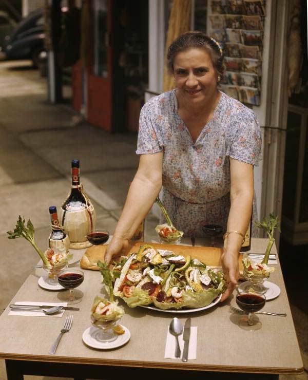 Maria Pappas serving a Greek luncheon in Tarpon Springs, Florida, 1947