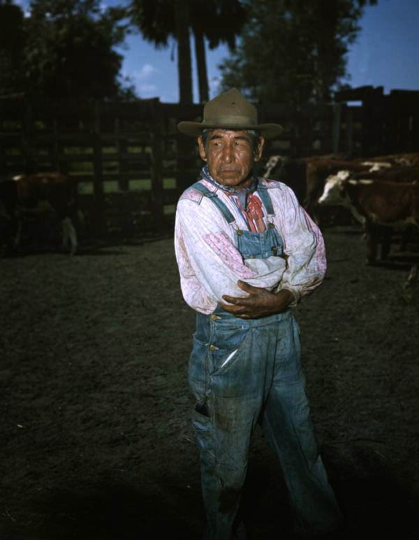 Seminole cattleman Charlie Micco at the Brighton Reservation, 1949