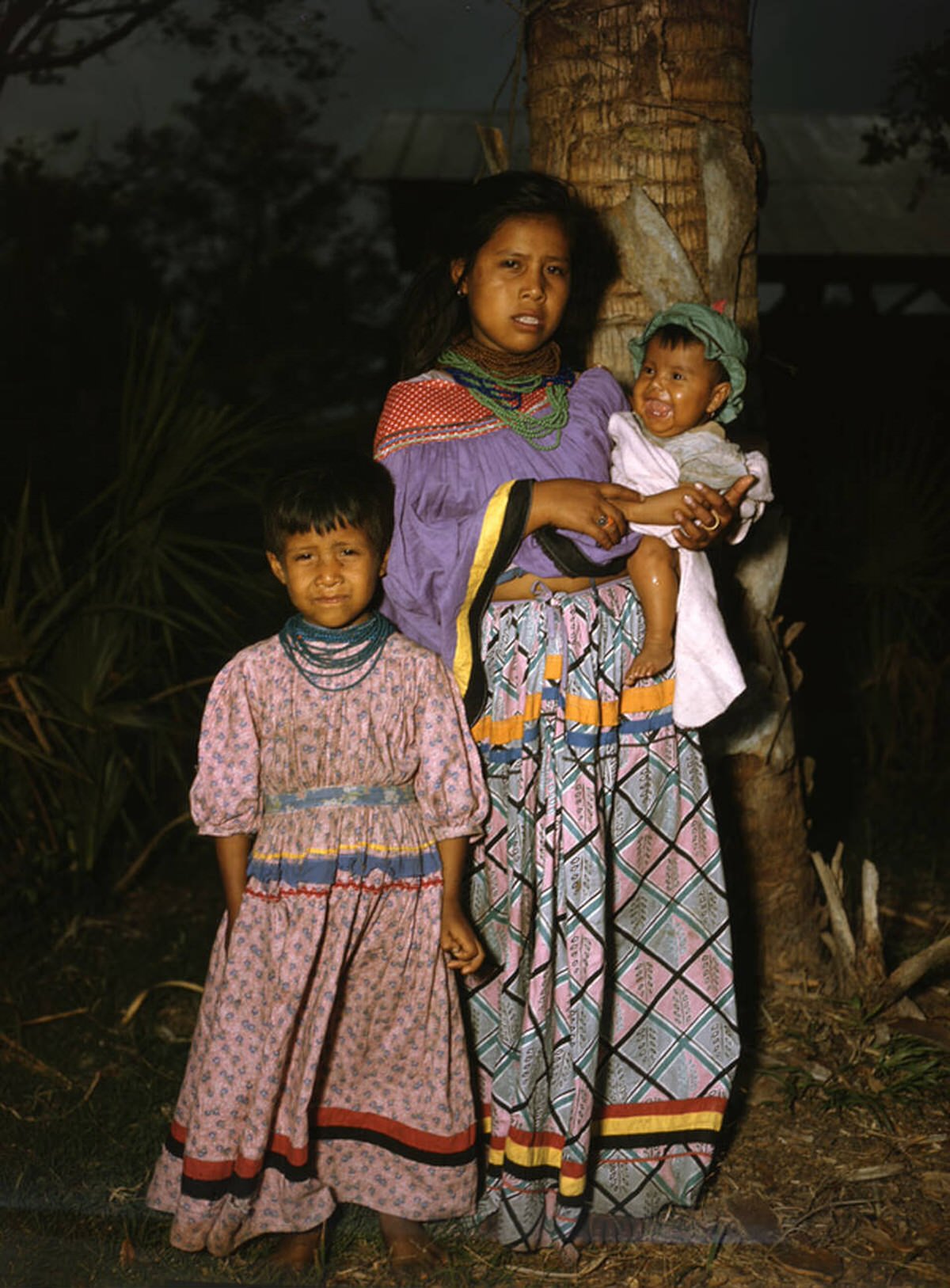 Seminole mother and children at the Brighton Seminole Indian Reservation, 1940s