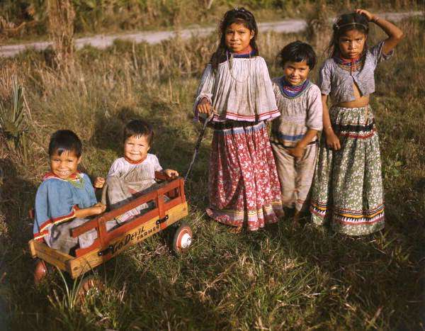 Seminole children at the Brighton Reservation, Florida, 1948