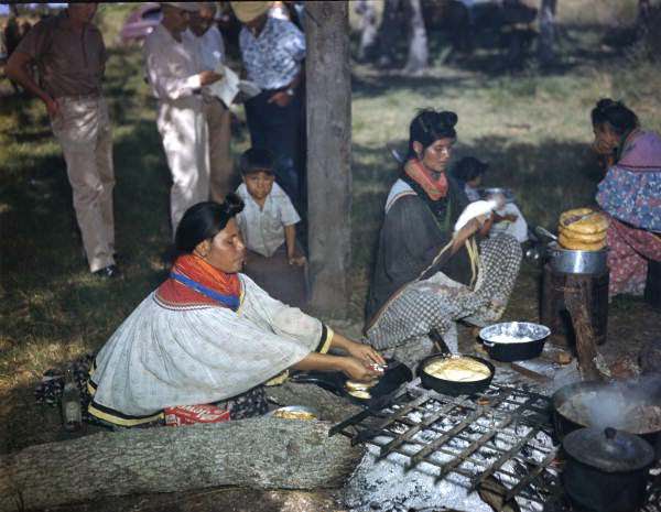 Women cooking during the annual cattle roundup at the Big Cypress Reservation, Florida, 1949