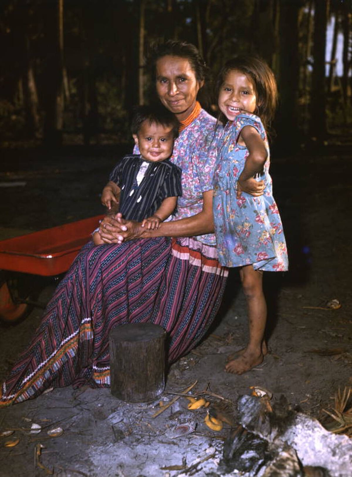 Seminole mother and her children at the Brighton Seminole Indian Reservation, 1940s