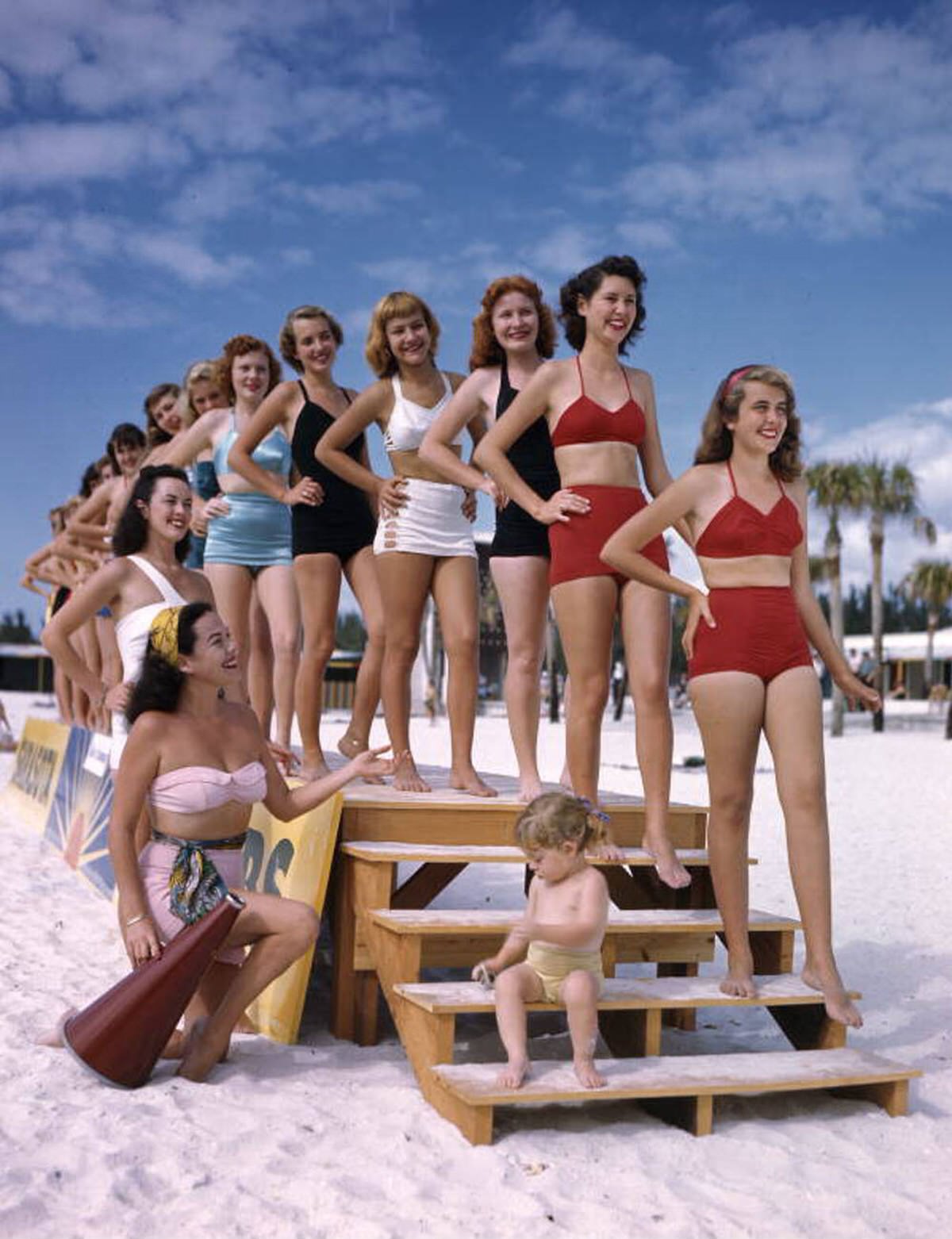 Sarasota Sun-Debs at Lido Beach, Florida, 1940s